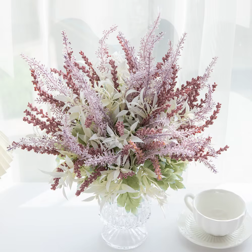 1pc plantes artificielles lavande gypsophile fleurs Bouquet PE fête de mariage maison chambre Table décor bricolage couronnes Arrangement Floral