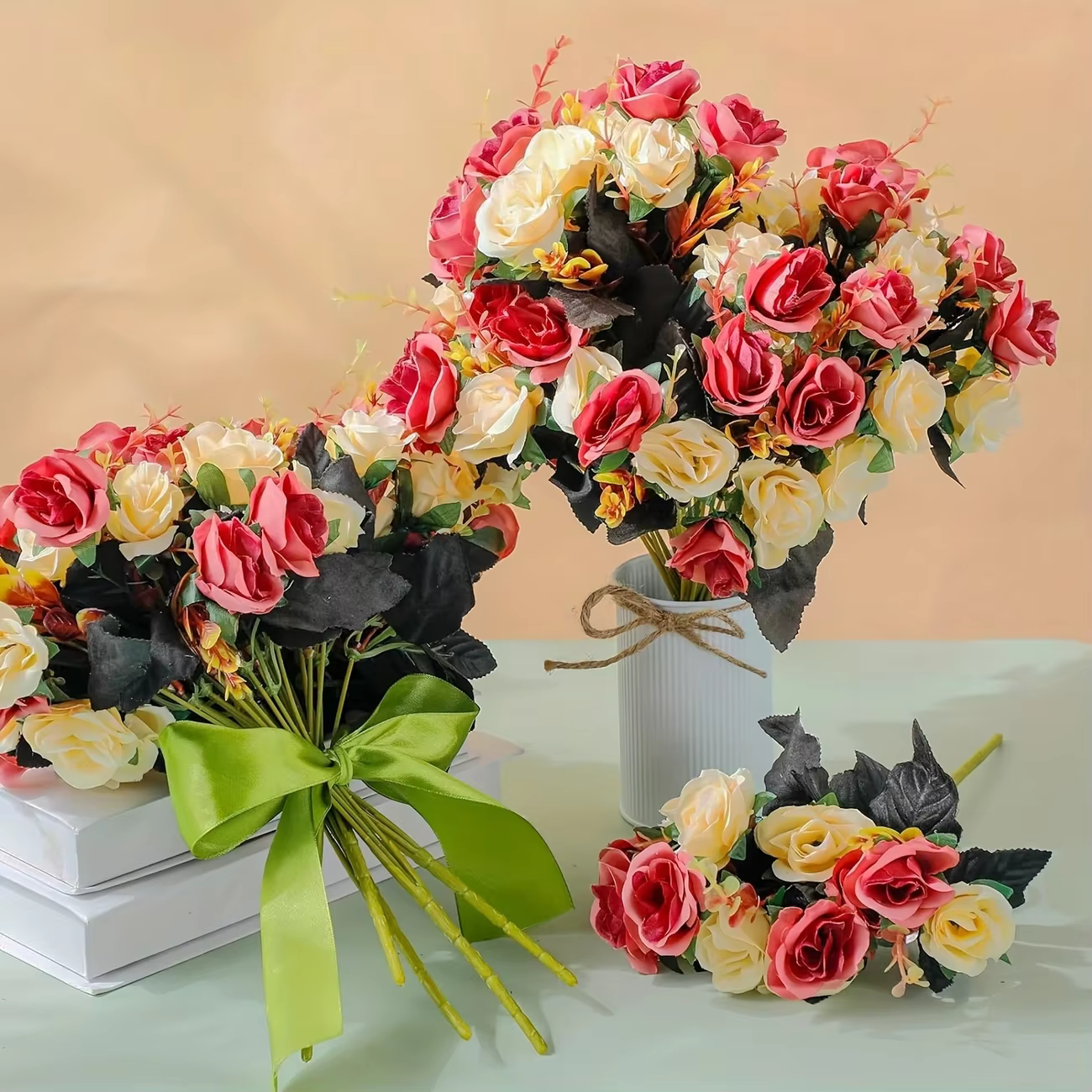 12 têtes de roses artificielles