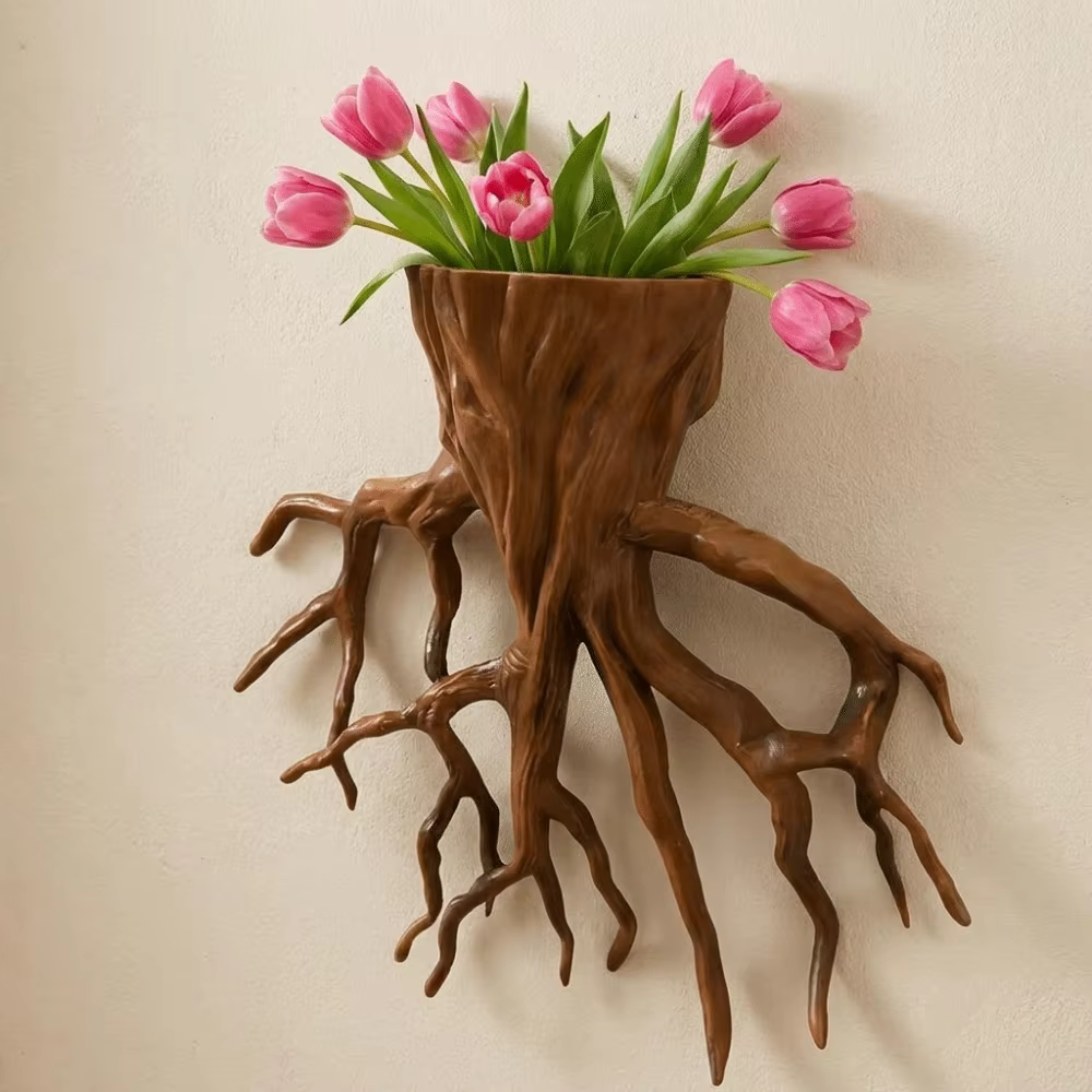 Pot de fleurs mural en forme de racine d'arbre