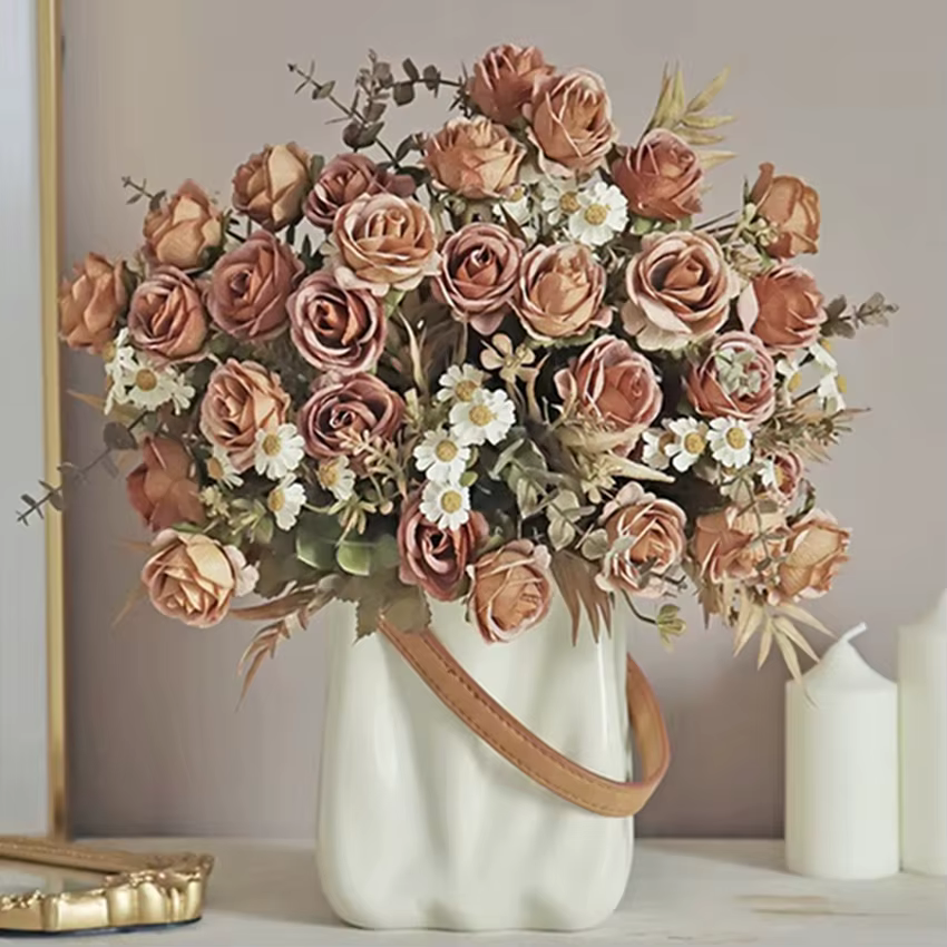 Roses artificielles en soie