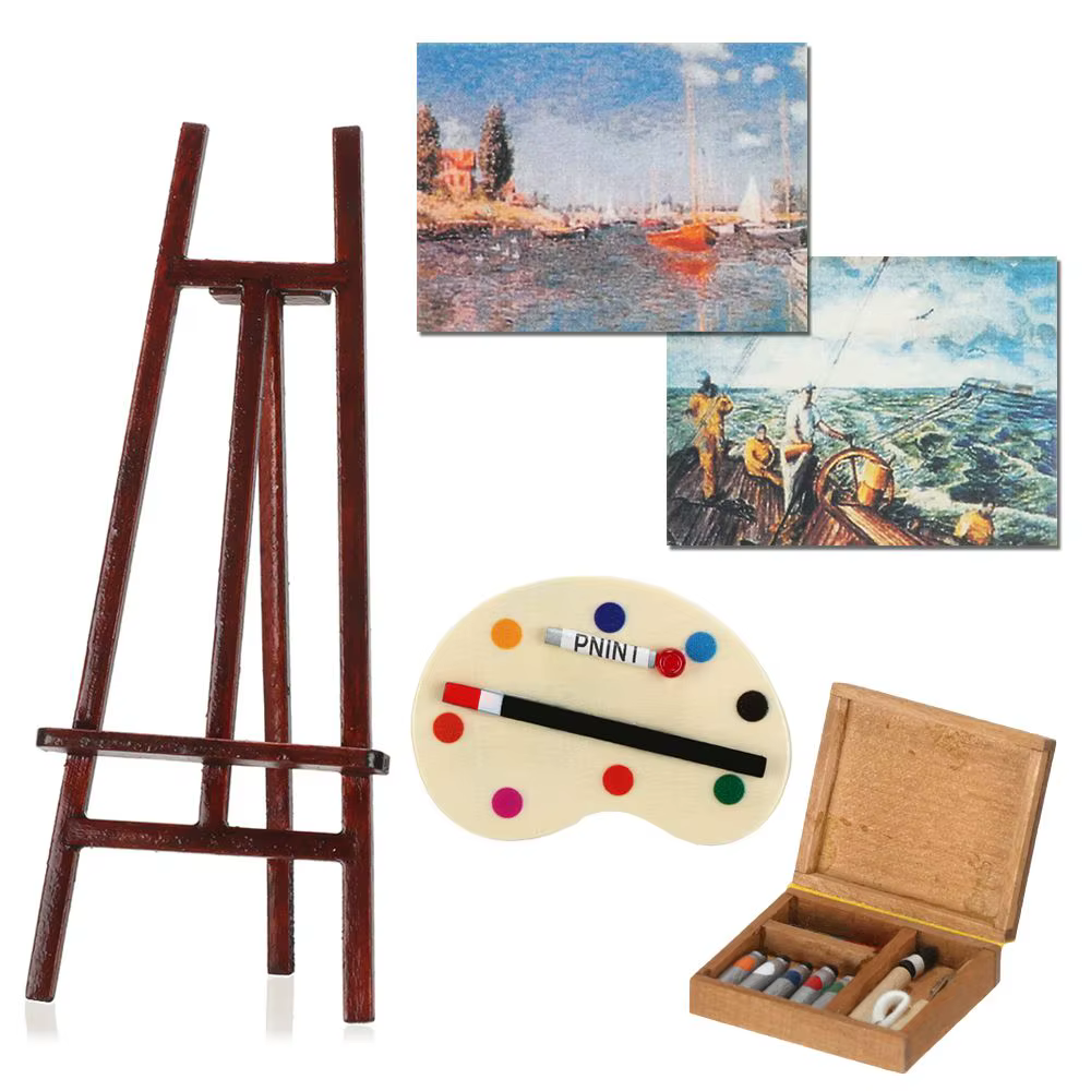 Miniature Liatif el Mini Wood Box Drawing Board, Toy Accessrespiration Model Set, Races House Furniture, Artist Paint Pen