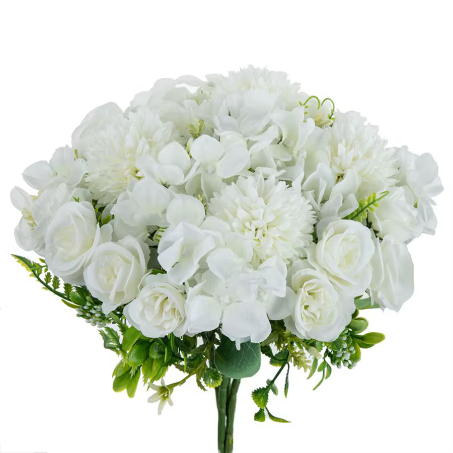 Fleur artificielle Soie Rose Chrysanthème Mariée Bouquet De Mariage En Plein Air Jardin Maison Vase Décor De Table Couronne BRICOLAGE Cadeau Accessoire