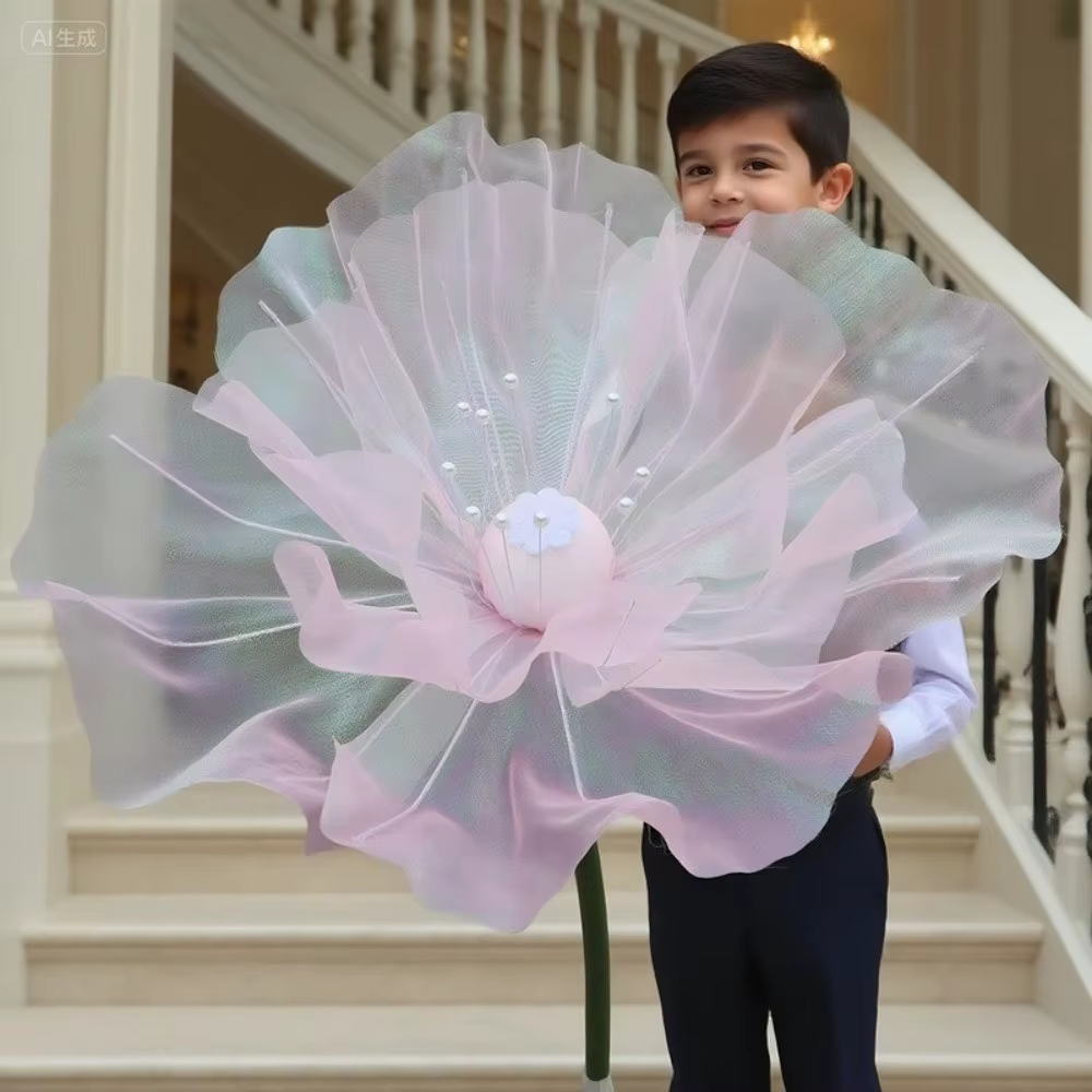 Fleur artificielle en gaze 3D de 50 cm