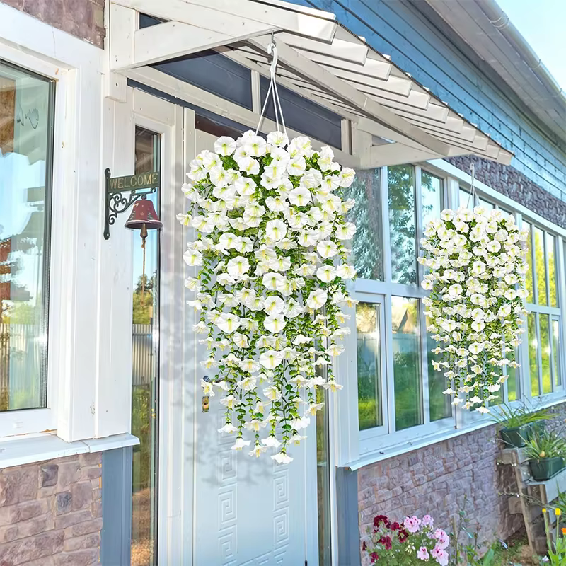 1/2 pièces 75cm blanc artificiel matin gloire tenture murale fausses plantes violettes suspendus fleurs vignes pour la maison jardin décoration de mariage