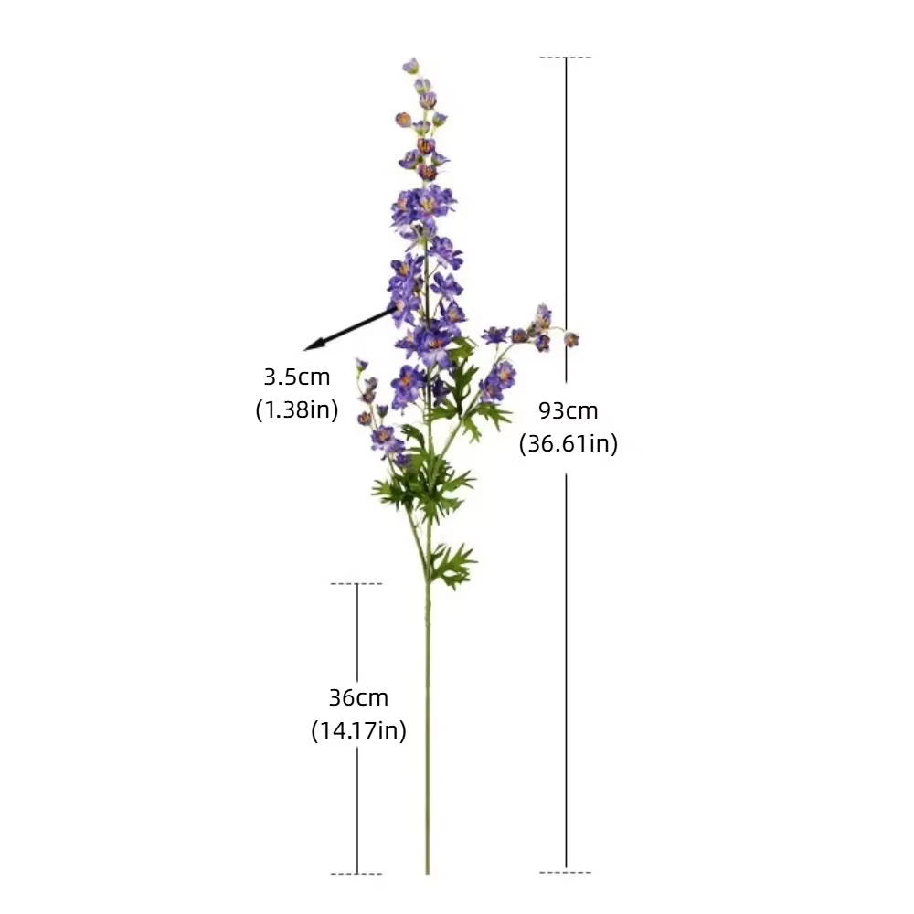 Fleur artificielle de Larkspur à feuilles vertes