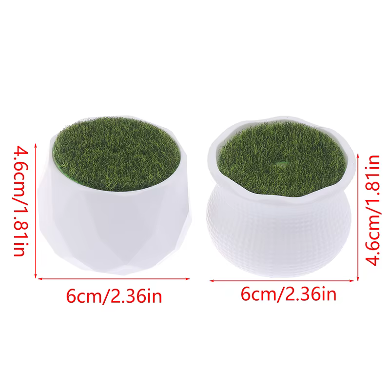Lot de 5 pots de fleurs ronds avec vase en gazon artificiel