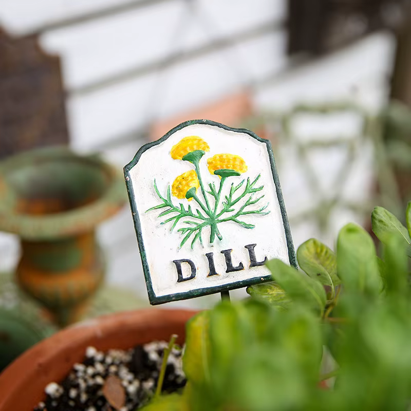 Marqueurs de plantes vintage en fonte