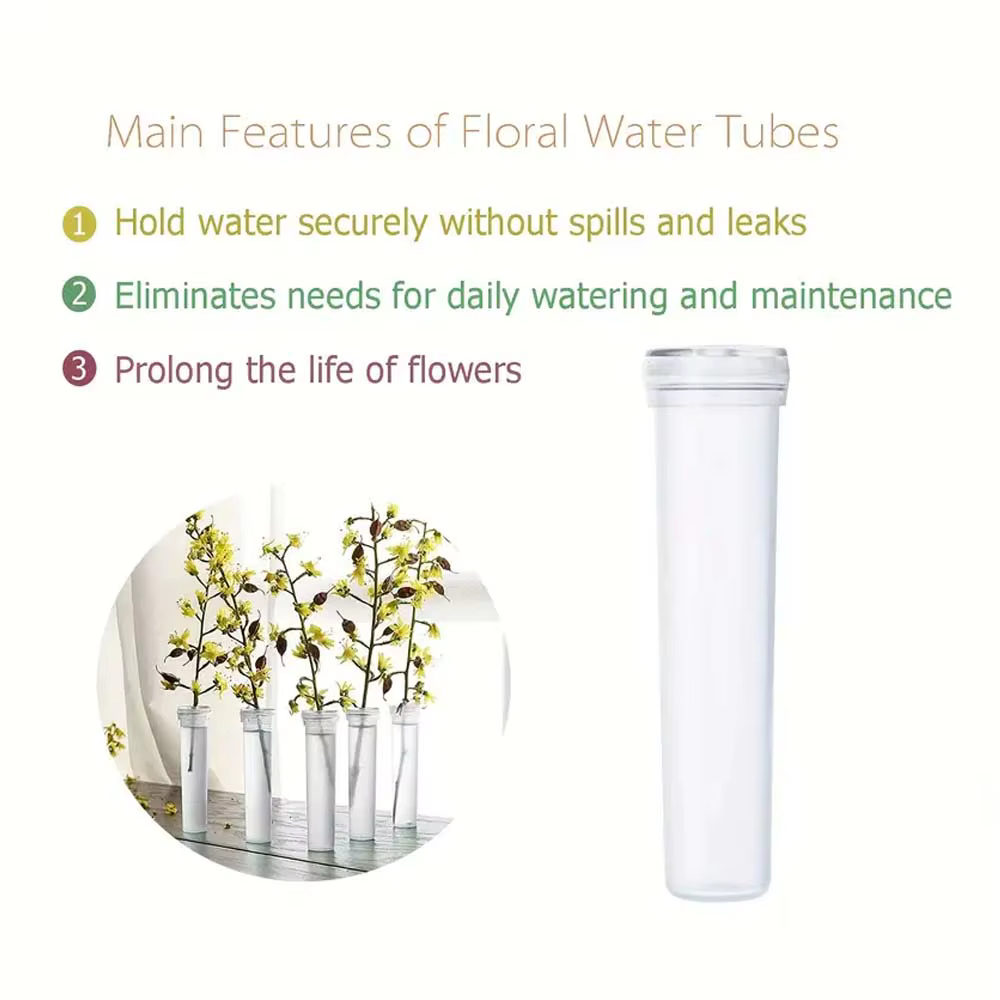 Tubes d'eau de fleurs en plastique de 2.8 pouces