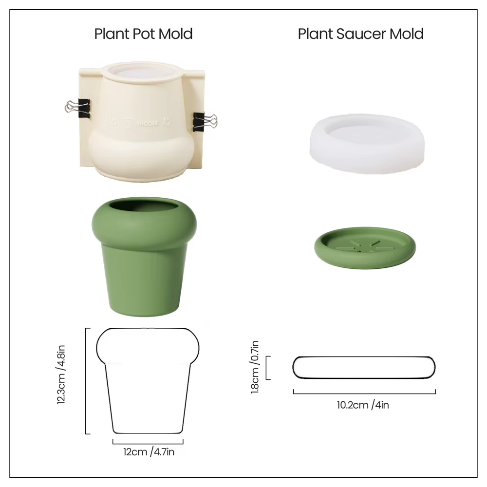 Boowan Nicole Colonne Pot de Plante Silicone Moules pour Ciment Fait Main Succulent Pot Béton Moule Décor À La Maison