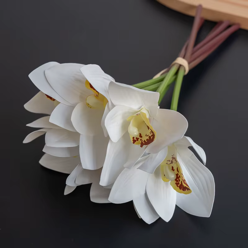 1 Bouquet de 6 fleurs d'orchidées simulées pour décoration de mariage