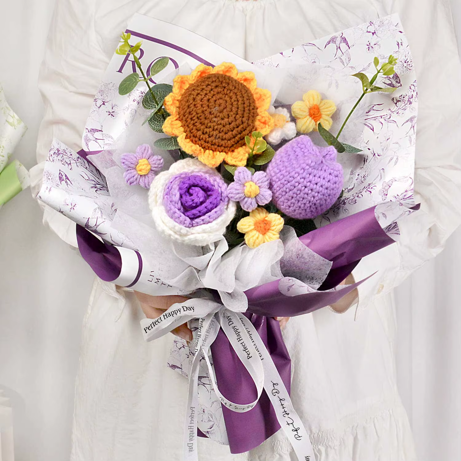 Bouquets de fleurs de tulipes au crochet faits à la main