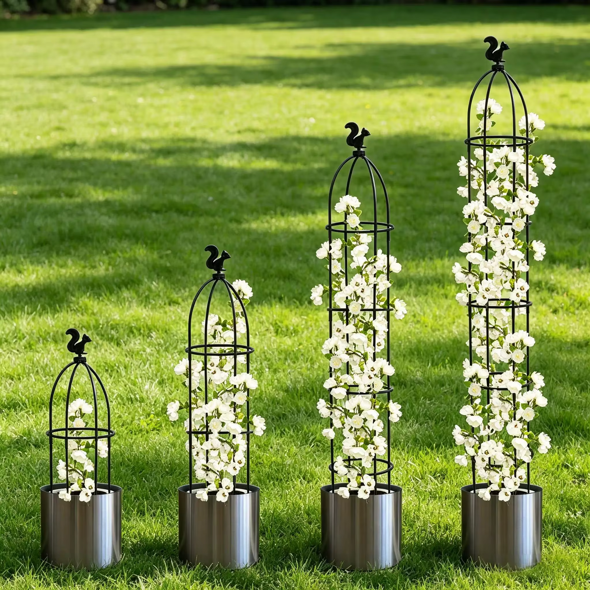 Lot de 2 obélisques de jardin pour plantes grimpantes