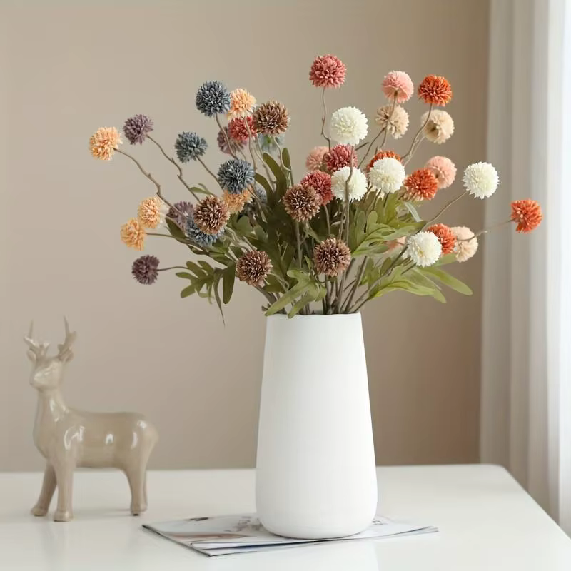 Couleur d'automne 5 têtes pissenlit Style européen-fleur de Simulation tissu fleur décoration florale artificielle
