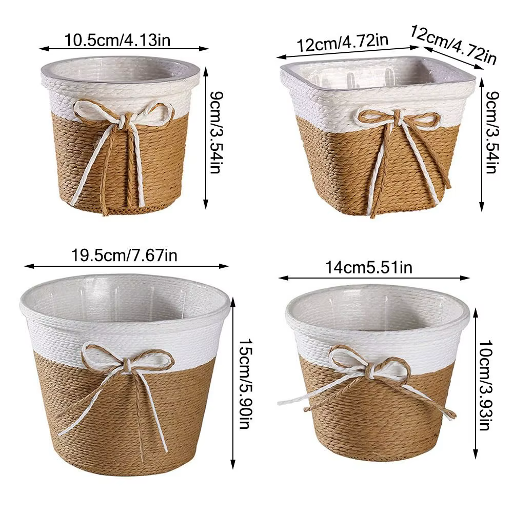 Pot de fleur tressé en corde de papier