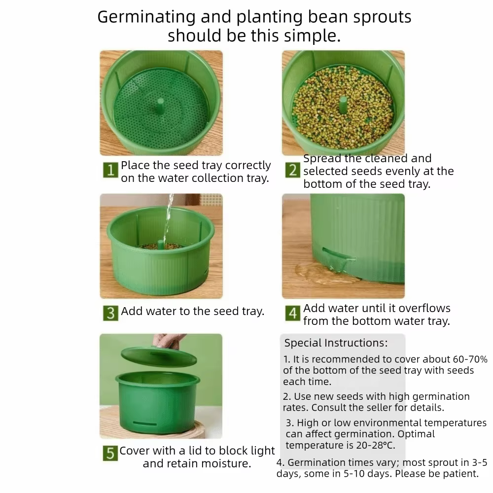 Pots de pépinière en plastique pour germes de haricots