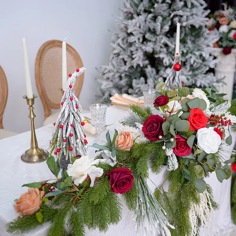 H866220 série de noël pin Needel vigne Table guirlande de fleurs Arrangement Floral de mariage accessoires de tir fournitures de fête d'événement