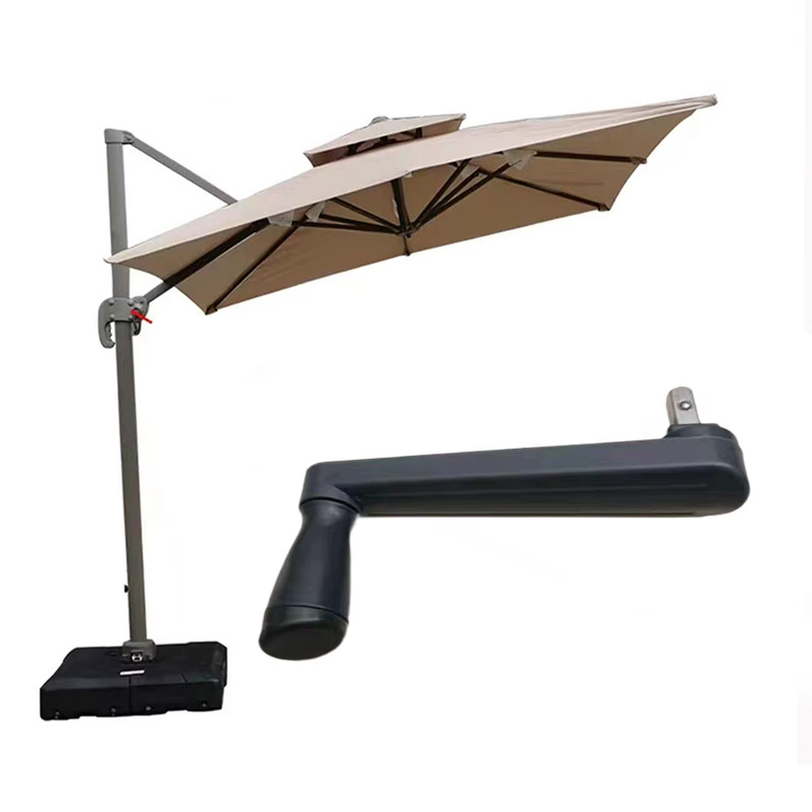 Poignée de manivelle de parapluie romain extérieur, accessoires spéciaux, plaque de parapluie, poignée de parapluie, gels, main d'accoudoir, parasol