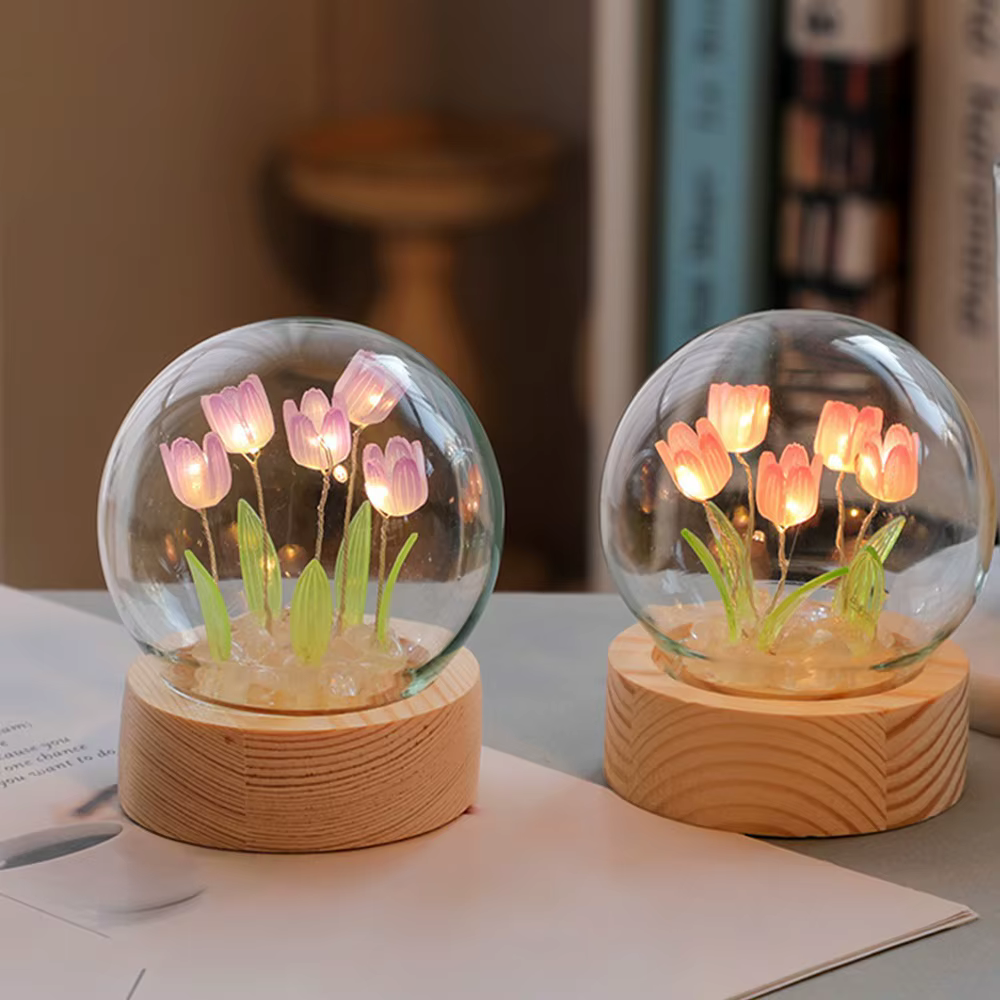 Tulipe veilleuse mignon lampe florale chambre décor saint valentin cadeau Lampara tulipanes petite amie bricolage matériel