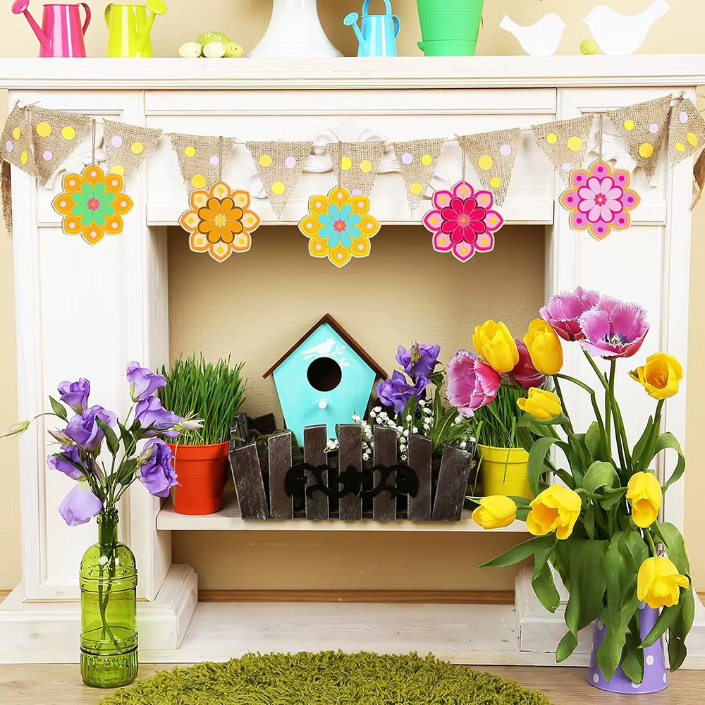 Ornements de fleurs en bois