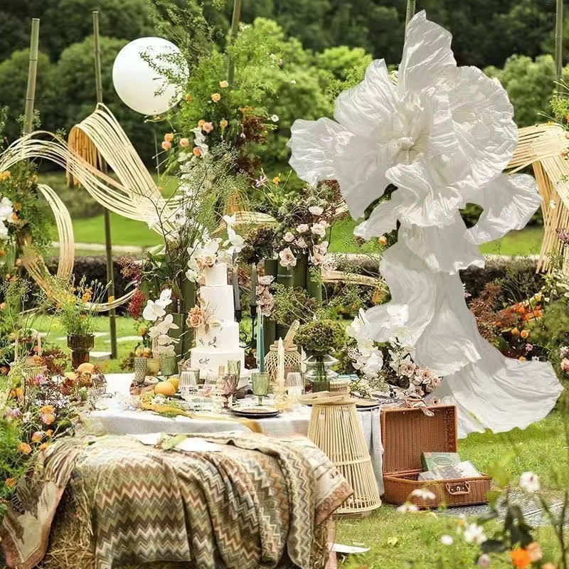 Fleur géante en papier irisée artificielle pour décorations de plafond de mariage