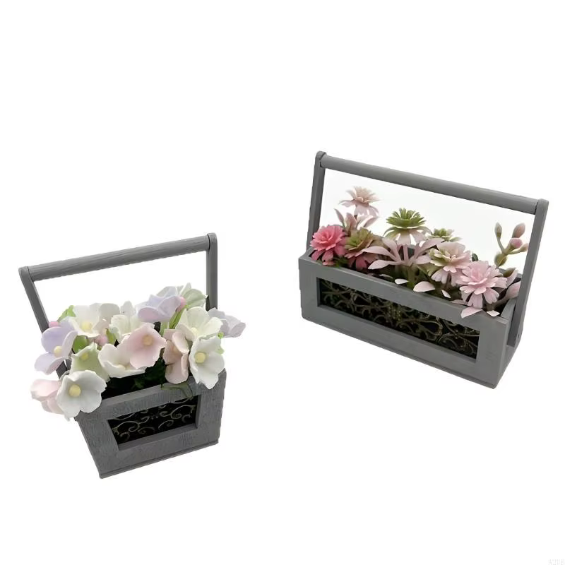 Plantes miniatures à fleurs roses pour maisons poupées