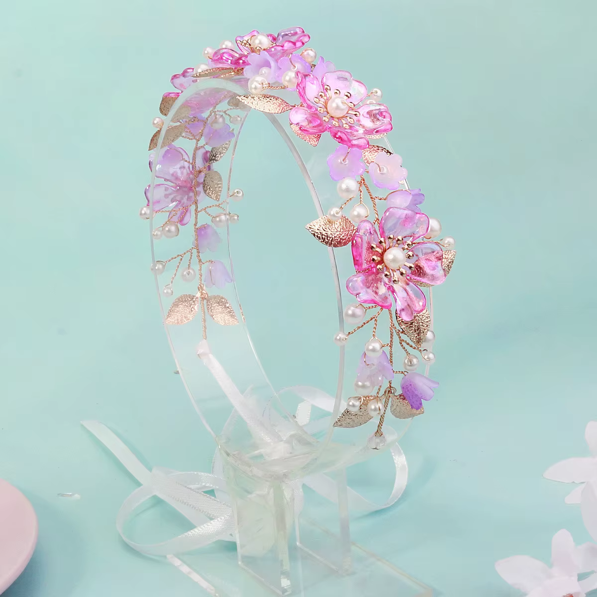 Couronne de fleurs pour la tête, accessoires de coiffure en fausses fleurs, couronne de fleurs pour fête, couronne florale pour fête