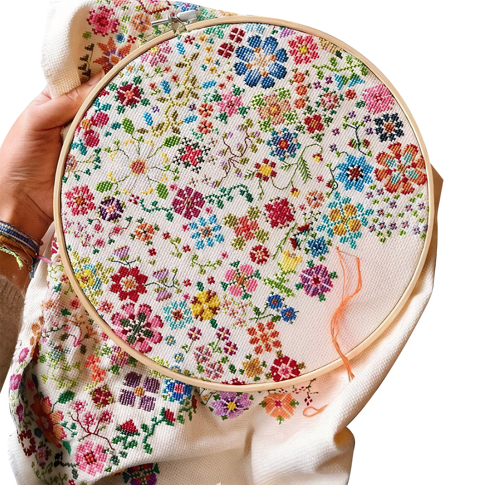 Kit de broderie « Une fleur par jour » avec motifs brodés pré-imprimés