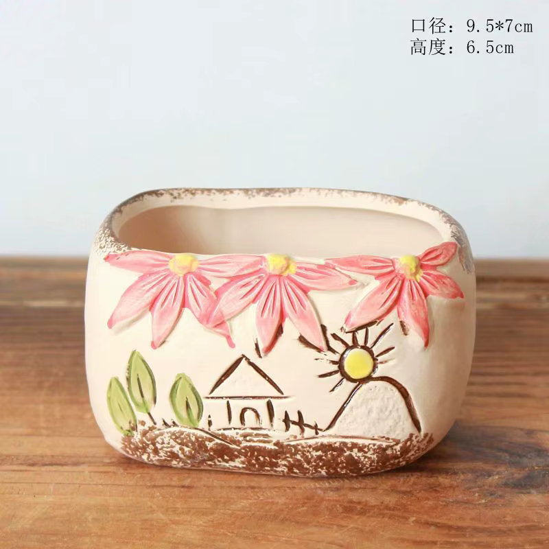 Pot à succulentes en céramique rustique
