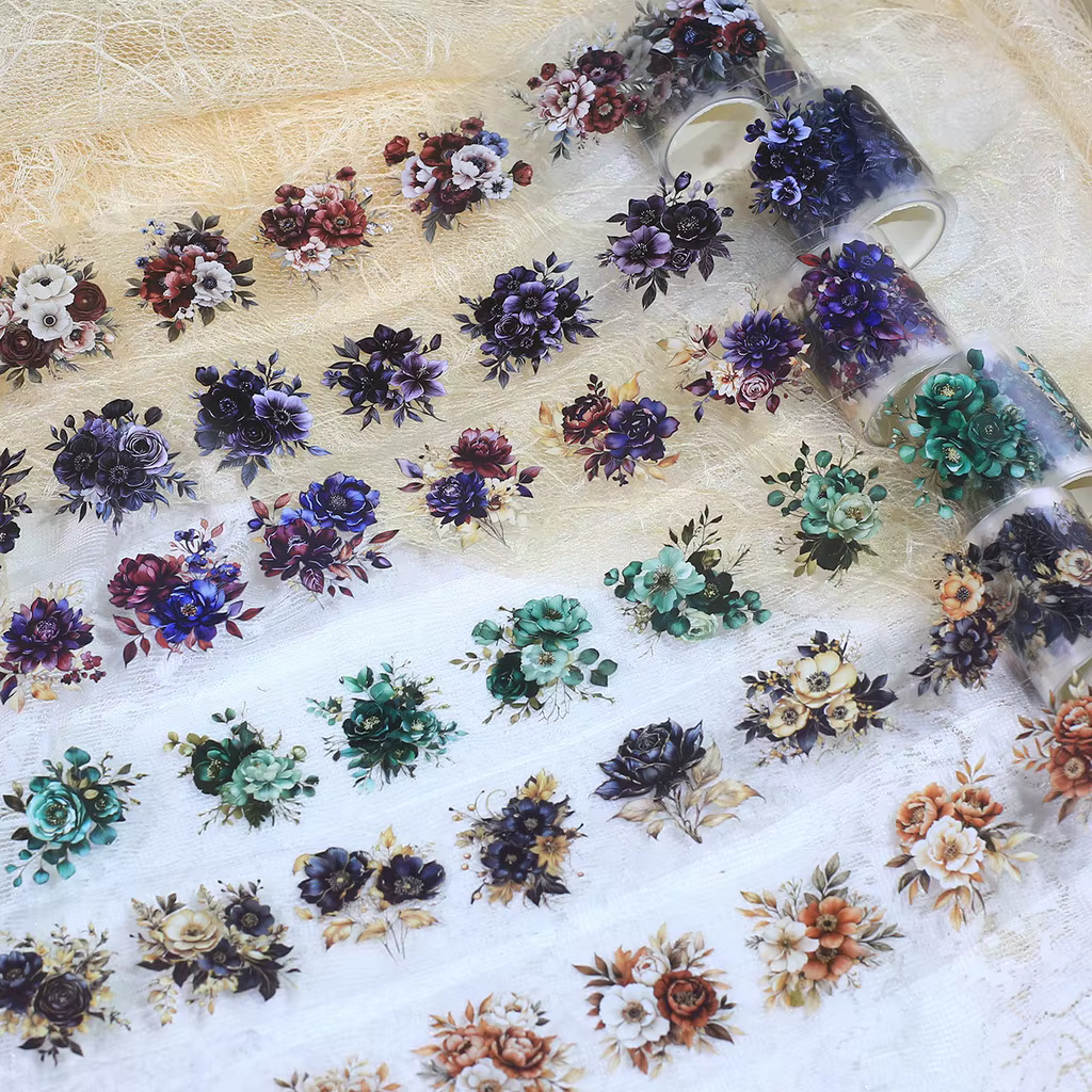 50mm * 2m ruban Floral Vintage auto-adhésif Scrapbooking matériel PET
