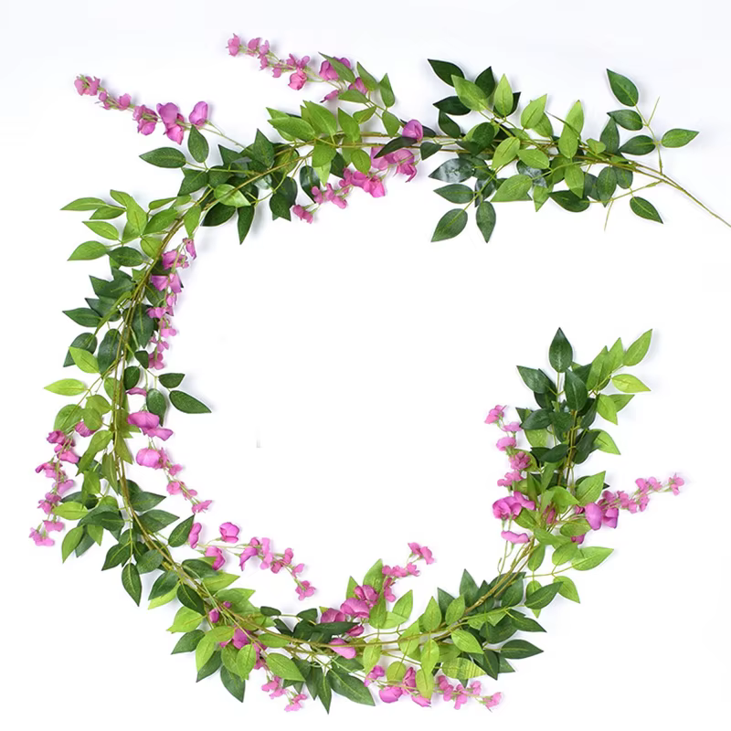 Guirlande de fleurs artificielles de glycine et de lierre pour décoration intérieure et extérieure