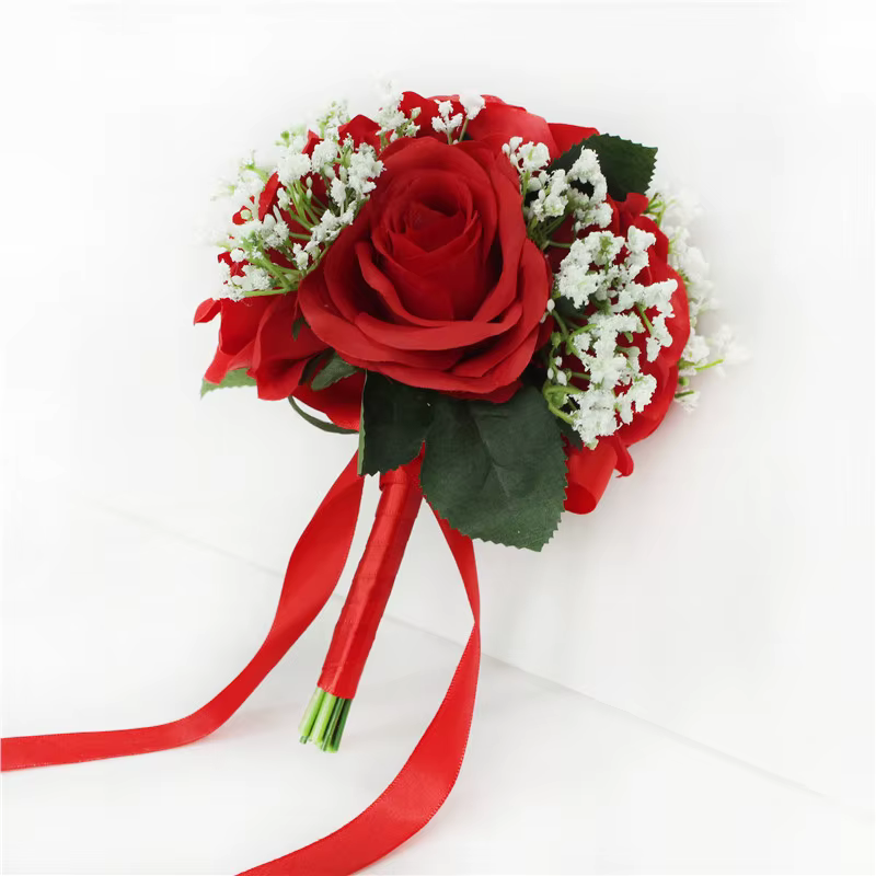 YO CHO Bouquet de fleurs artificielles mariée fleur de mariage soie Rose souffle de bébé