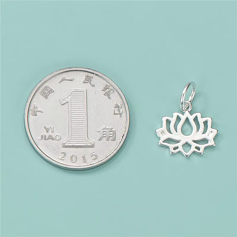 Véritable véritable pur solide 925 pendentif en argent Sterling fleur de Lotus Suspension bijoux à bricoler soi-même faisant des résultats breloques