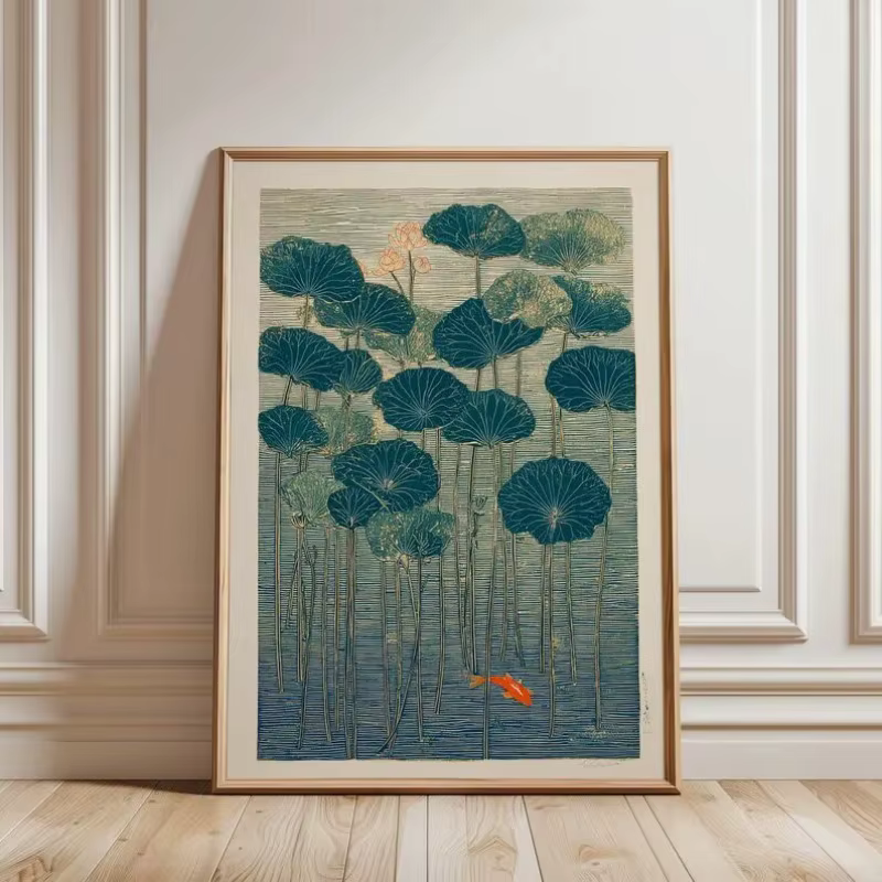 Impression d'art de lotus japonais