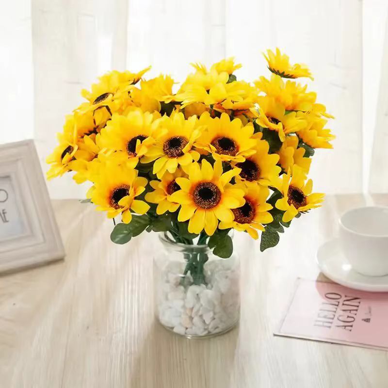 1 lot de 24 fleurs de simulation de tournesol