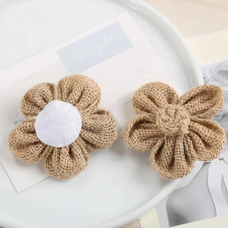 Toile de Jute naturelle faite à la main, fleur de souffle, fournitures artisanales de bricolage, faveur Vintage rustique, décoration de fête de noël et de mariage, 10 pièces