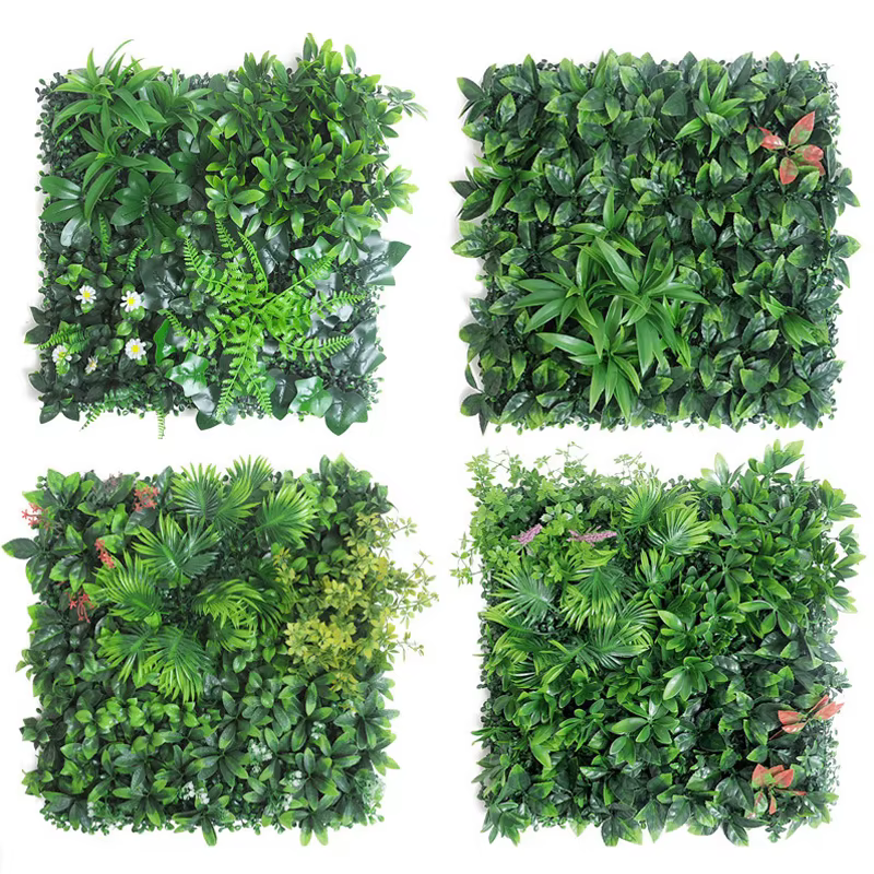 Panneau mural végétal artificiel 3D 50x50CM en plastique pour extérieur