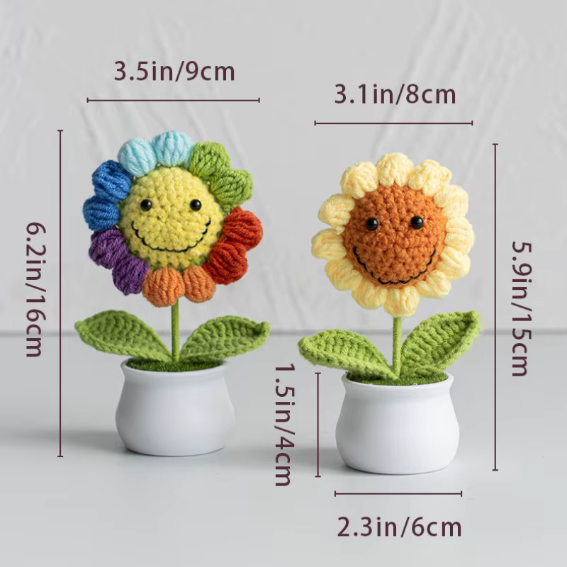 Nouvelles fleurs au crochet tournesols mignonnes