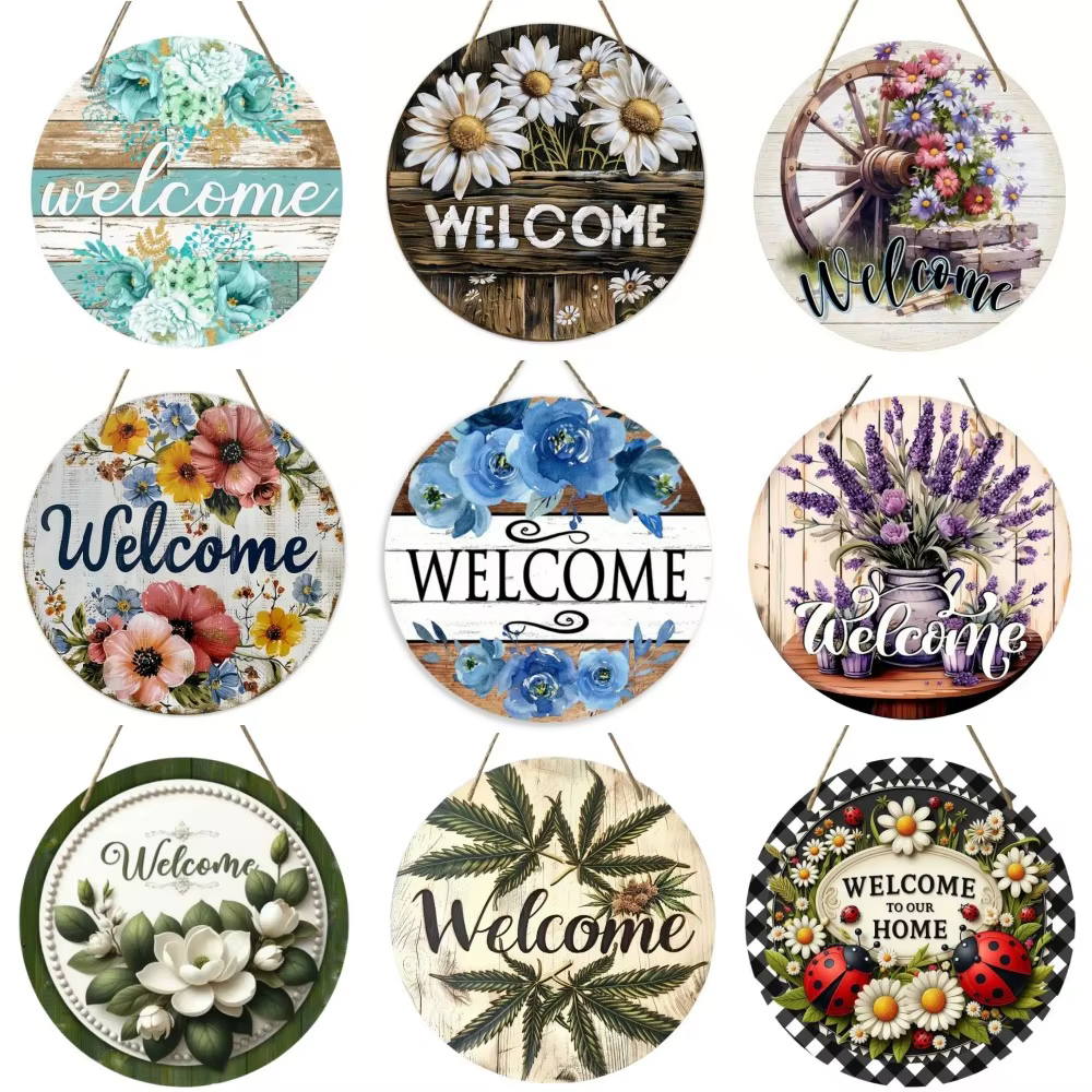 Panneau de plante de fleur de bienvenue Vintage