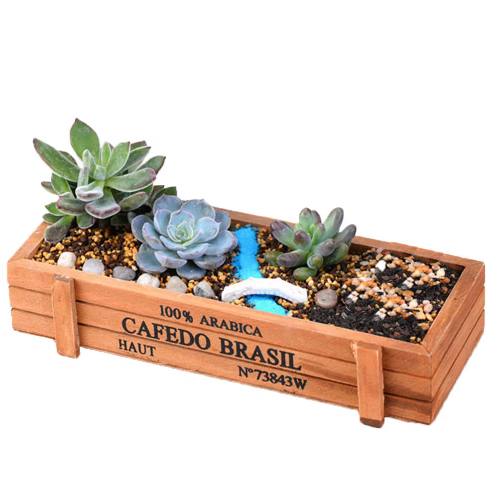 Vase rectangulaire en bois pour décoration de jardin