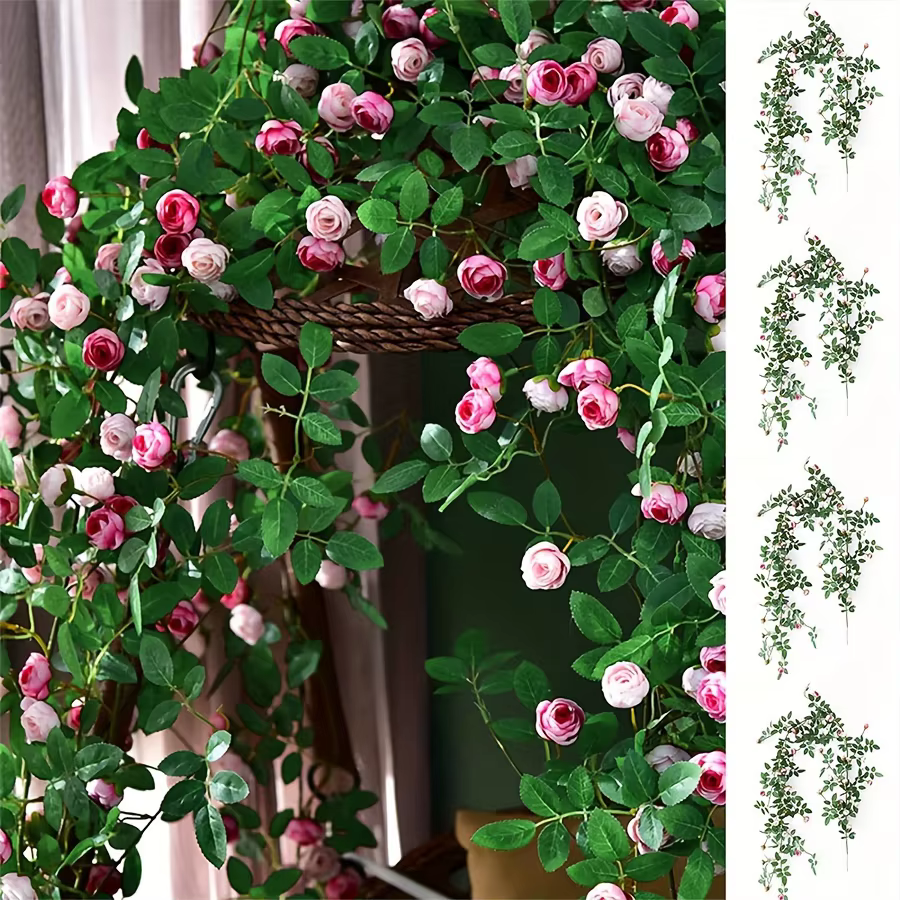 Guirlande de roses artificielles réalistes pour la maison