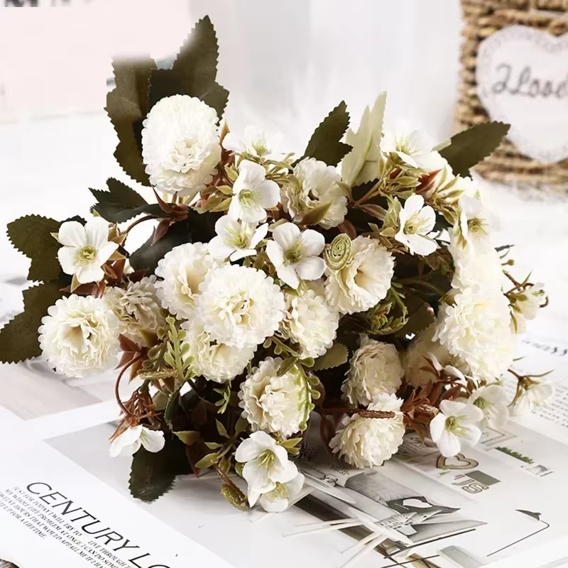 Bouquet de fleurs artificielles en soie lilas