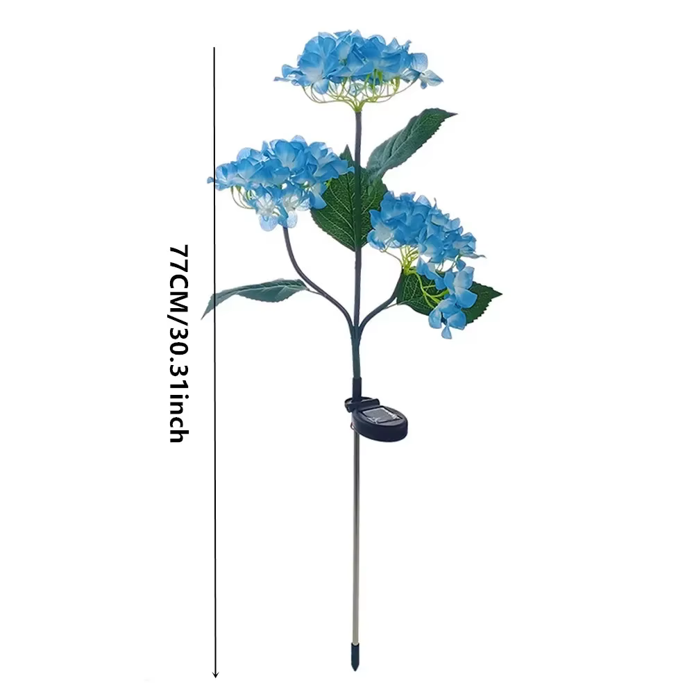 Lampes solaires en forme d'hortensia à 3 têtes