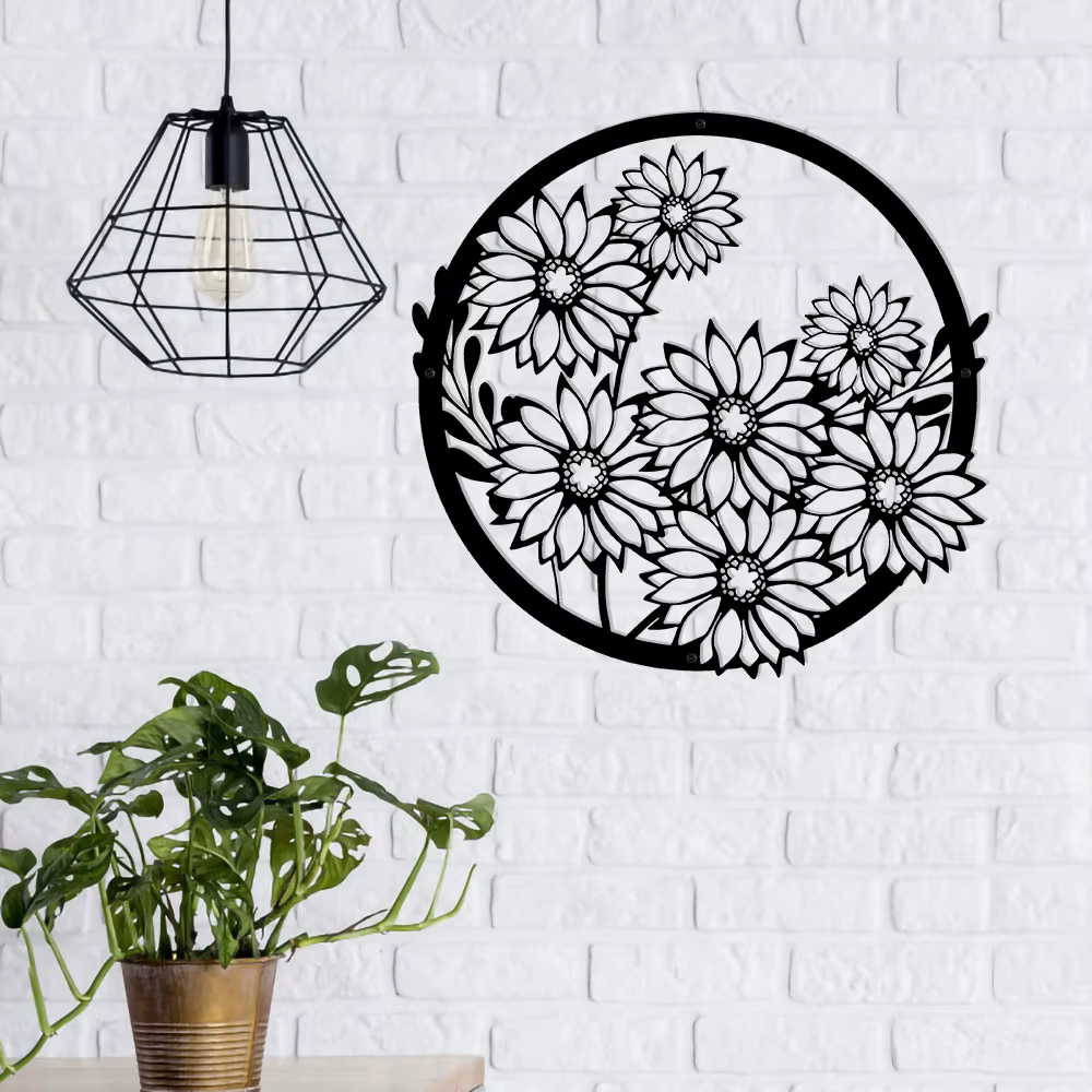 Panneaux de fleurs en métal noir