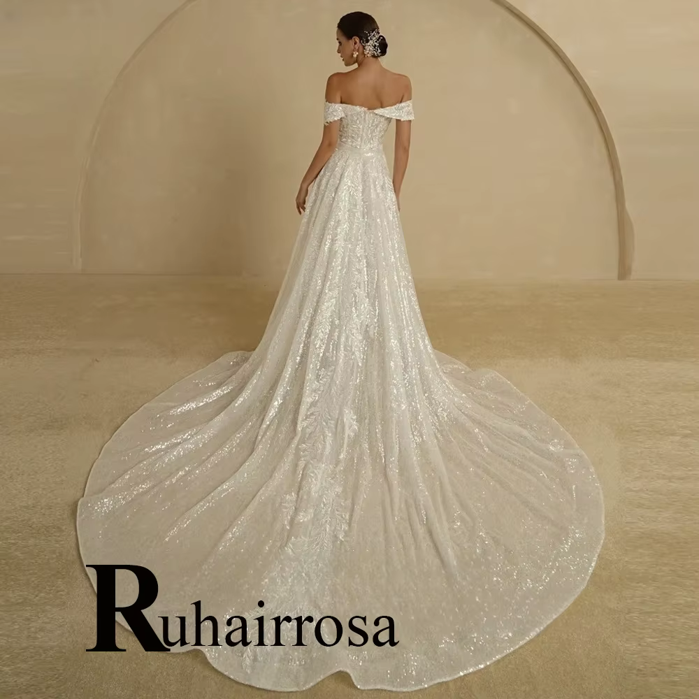 Ruhair attrayant hors de l'épaule robes de mariée pour mariée dentelle Appliques sirène Watteau Train Abito Da Sposa personnalisé