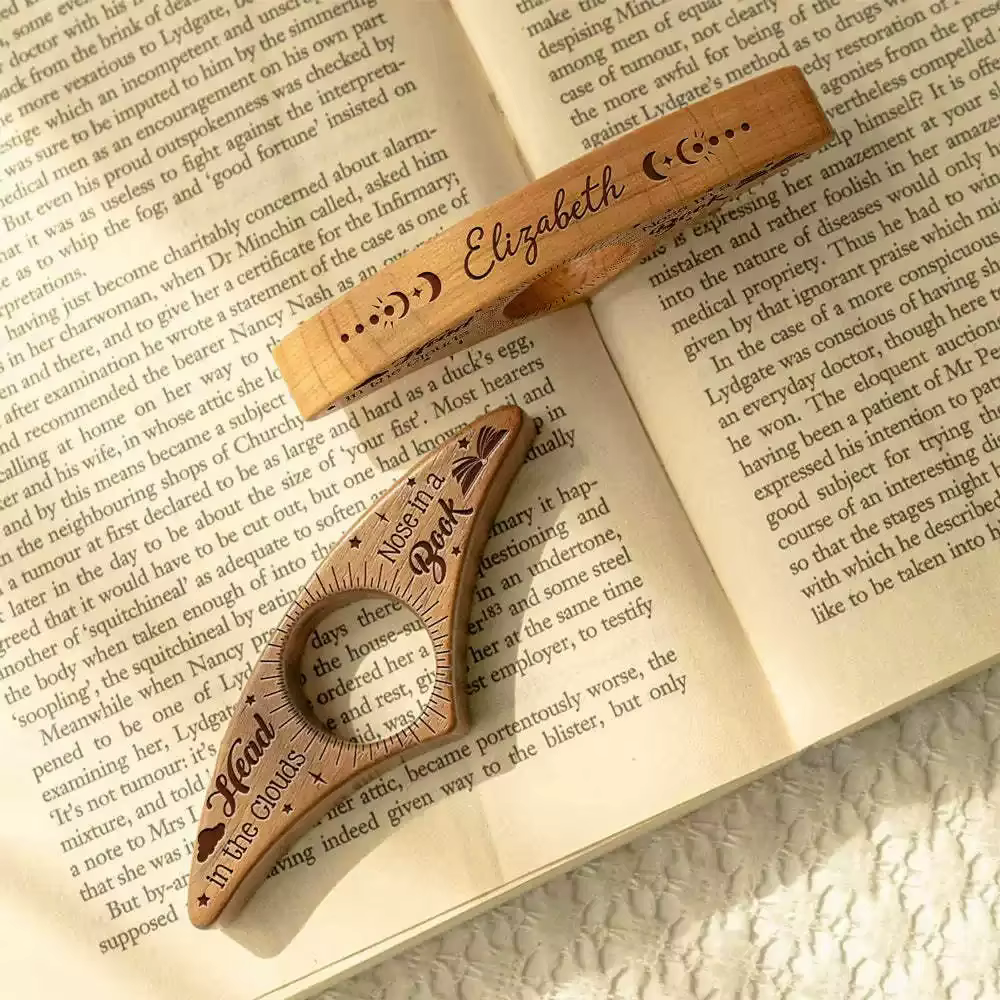 1 pièce d'accessoire de lecture pour lecteurs paresseux à une main, marque-page en bois pour le pouce, marque-page d'aide à la lecture, clip de page portable et presse-livre