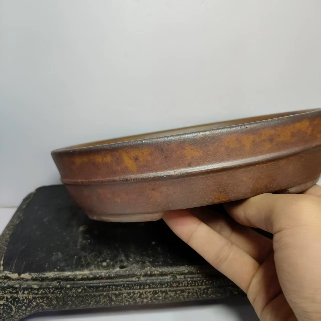 Pot de bonsaï non émaillé Yixing au bois de forme ovale