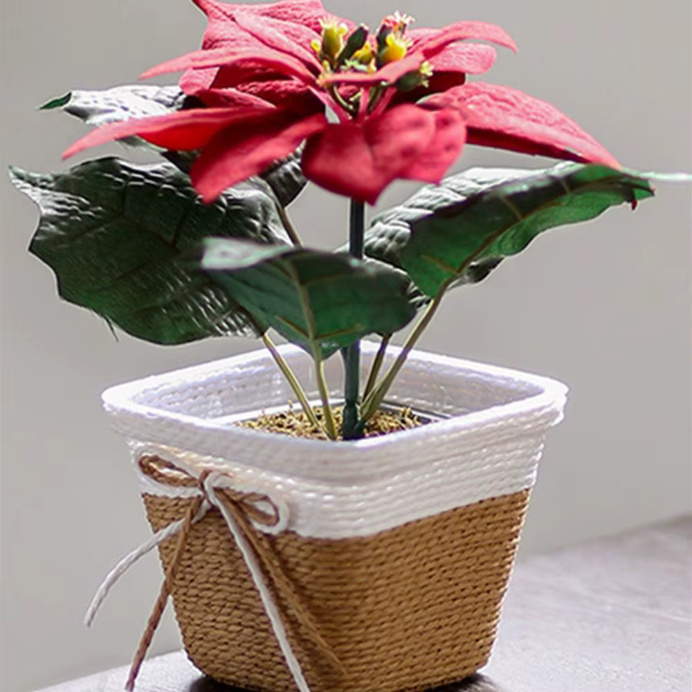 Pot de fleurs tressé en corde de papier