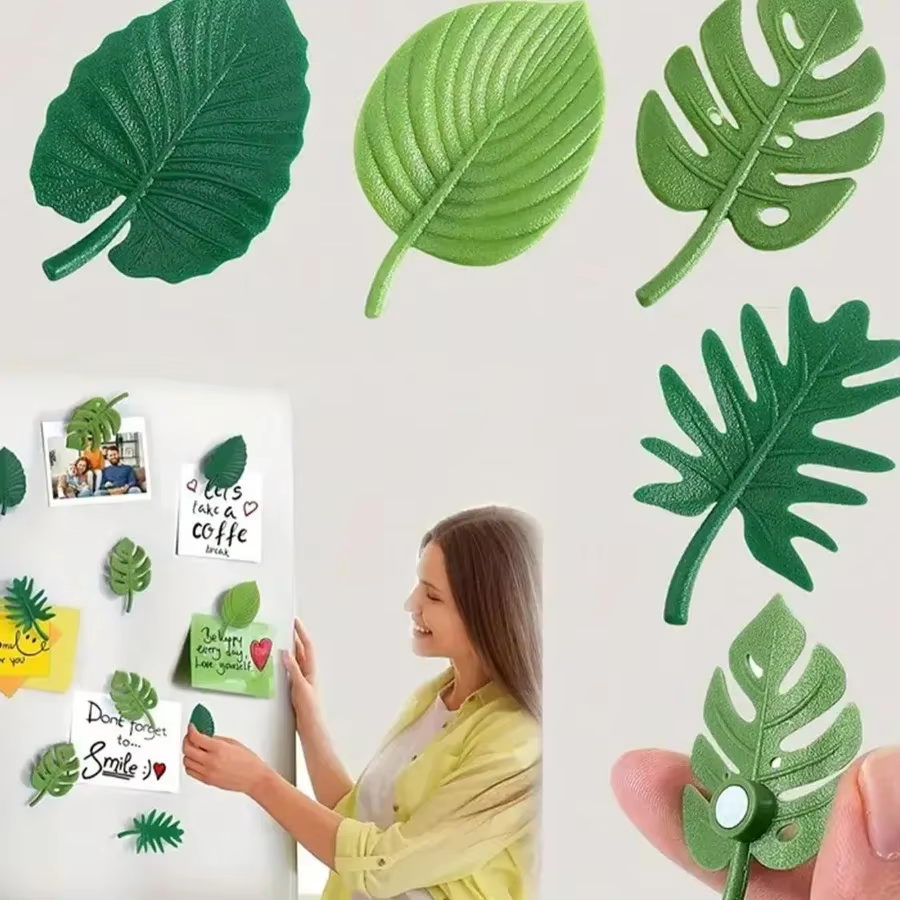 Aimants de réfrigérateur feuilles de plantes 3D