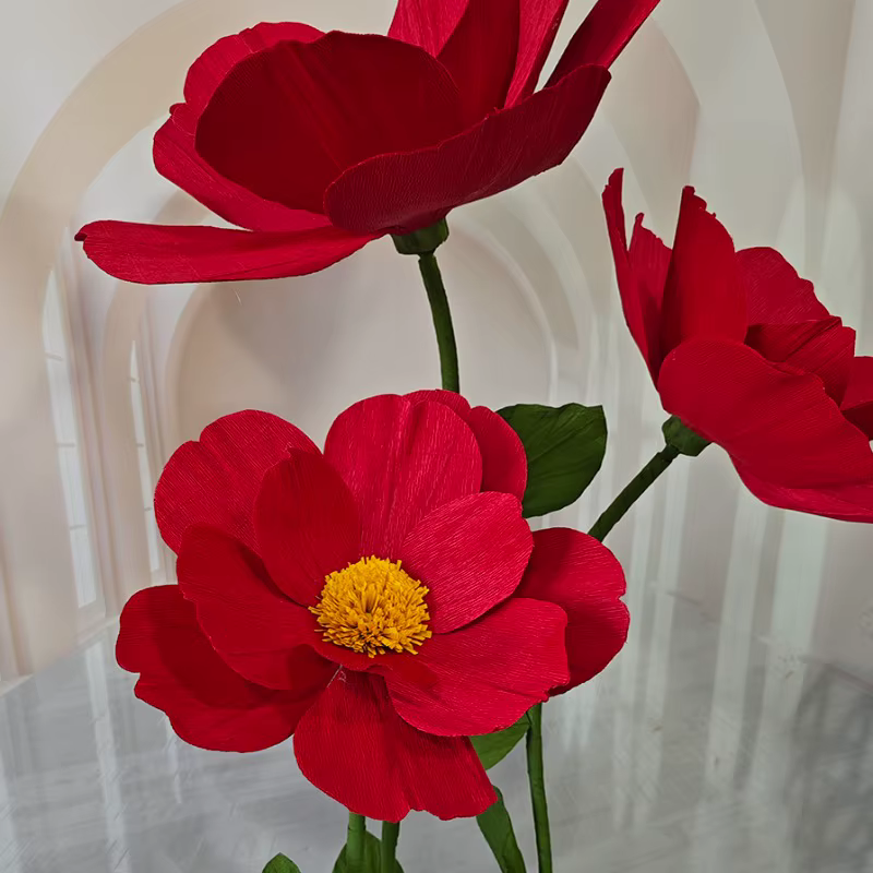 Fleurs artificielles camélia rouge 190cm