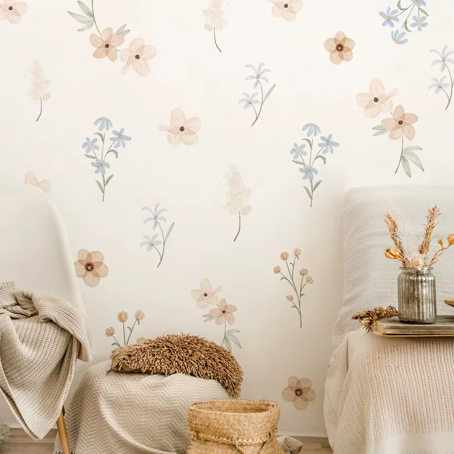Autocollants muraux fleurs aquarelle